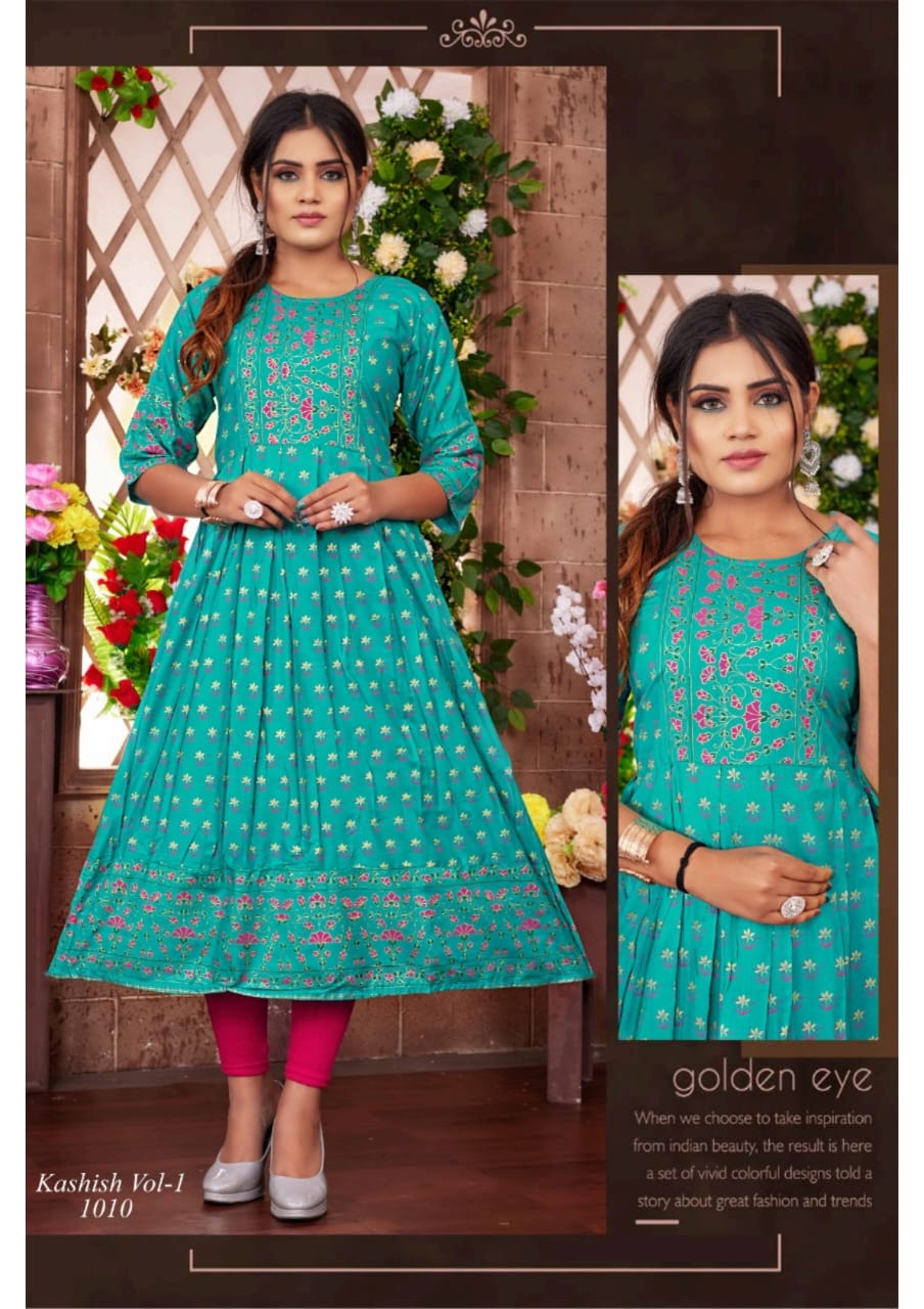 Kashish Vol 1 Fancy Designer Wholesale Anarkali Kurtis Catalog
